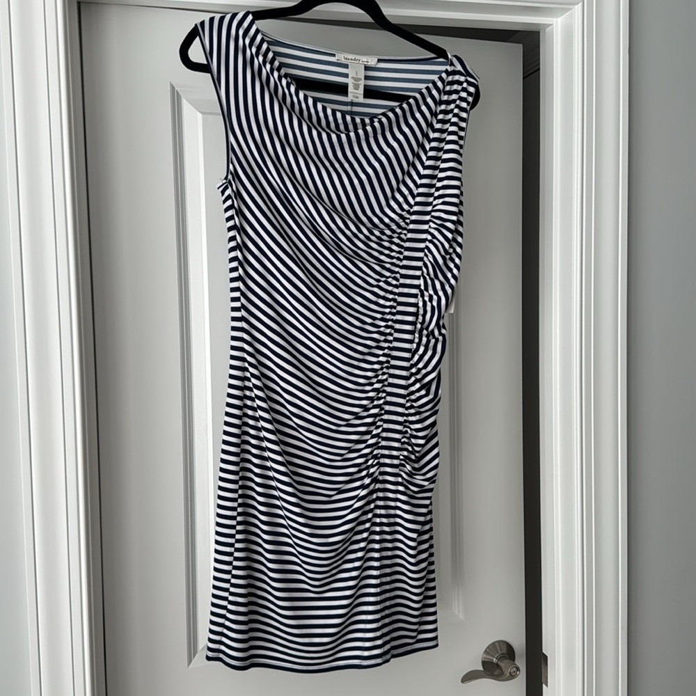 Laundry by Design Navy and White Stripe Dress Size 8 NWT